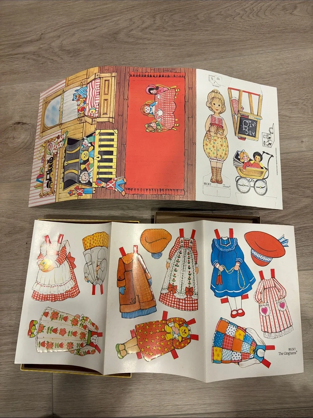 Vintage The Ginghams Becky’s Playroom Paper Doll & Play Set - Yellow Gingham